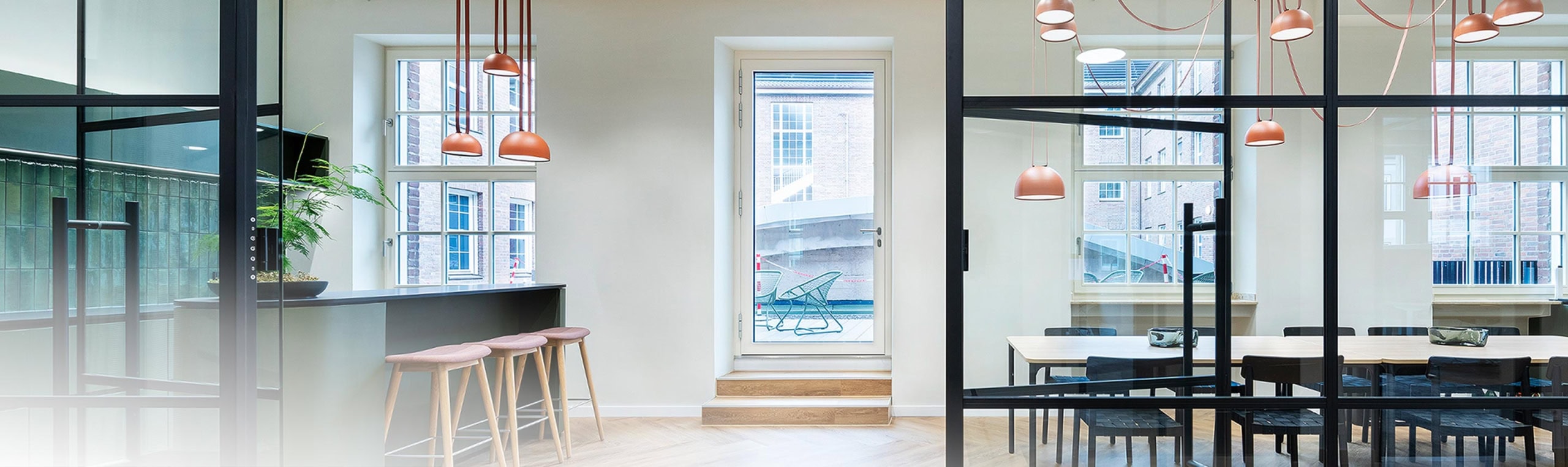 Blick in die offene Küche / Aufenthaltsraum in der alten Kämmerei